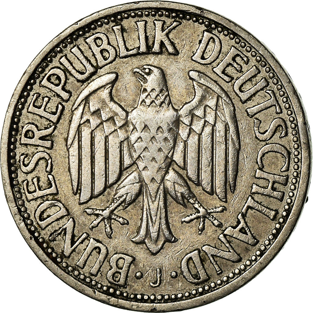 Coin, GERMANY - FEDERAL REPUBLIC, Mark, 1950, Hamburg, VF(30-35), Copper-nickel