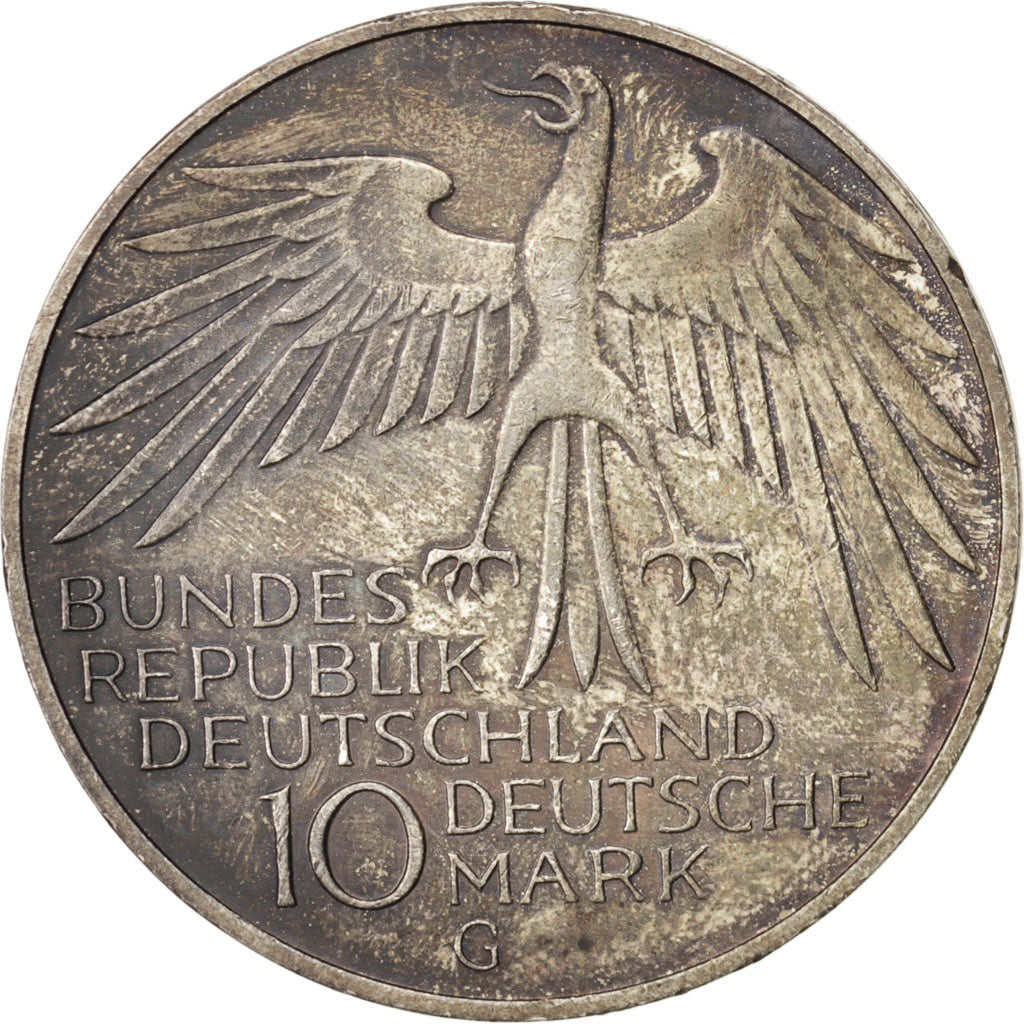 Monnaie, République fédérale allemande, 10 Mark, 1972, Karlsruhe, SUP