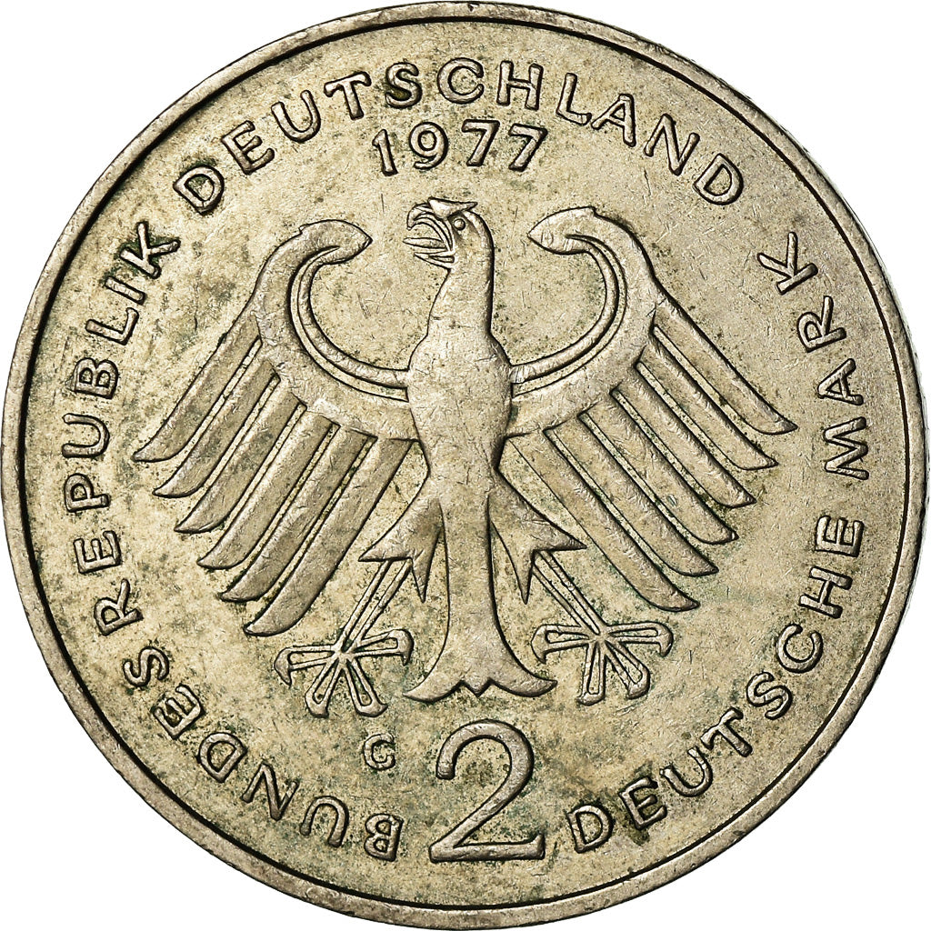 Coin, GERMANY - FEDERAL REPUBLIC, 2 Mark, 1977, Karlsruhe, EF(40-45)