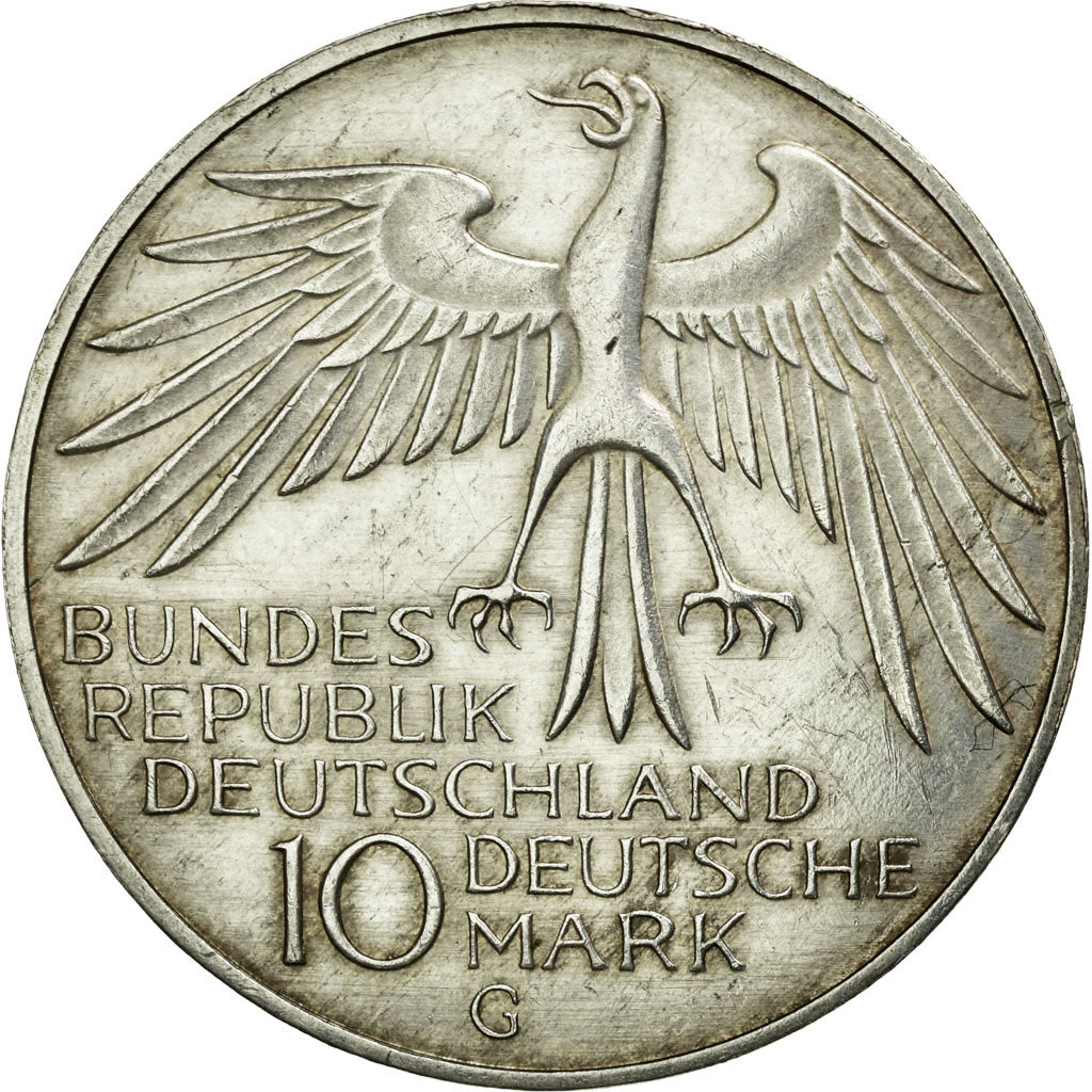 Coin, GERMANY - FEDERAL REPUBLIC, 10 Mark, 1972, Karlsruhe, MS(60-62), Silver