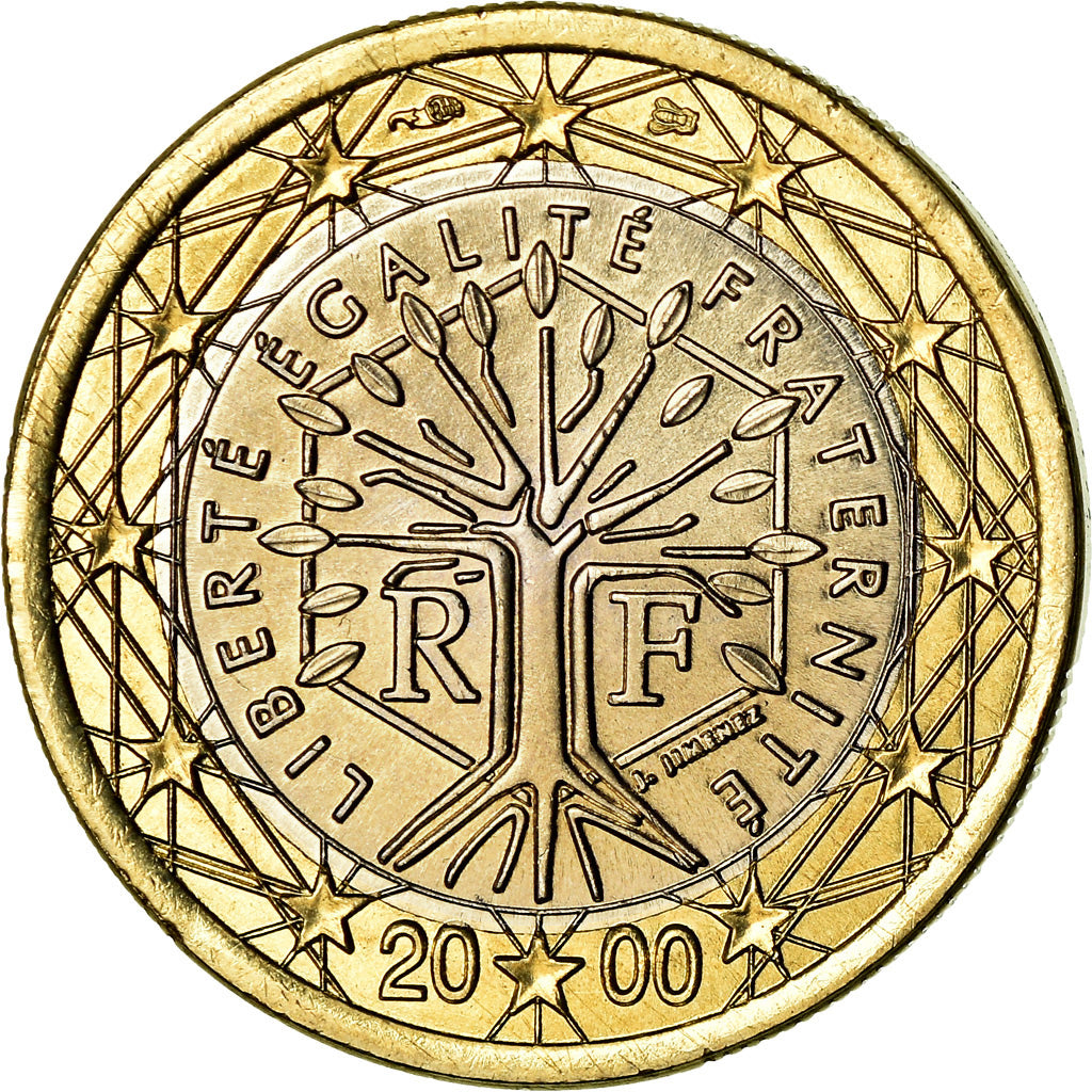Francja, Euro, 2000, MS(63), Bimetaliczny, Gadoury:7, KM:1288