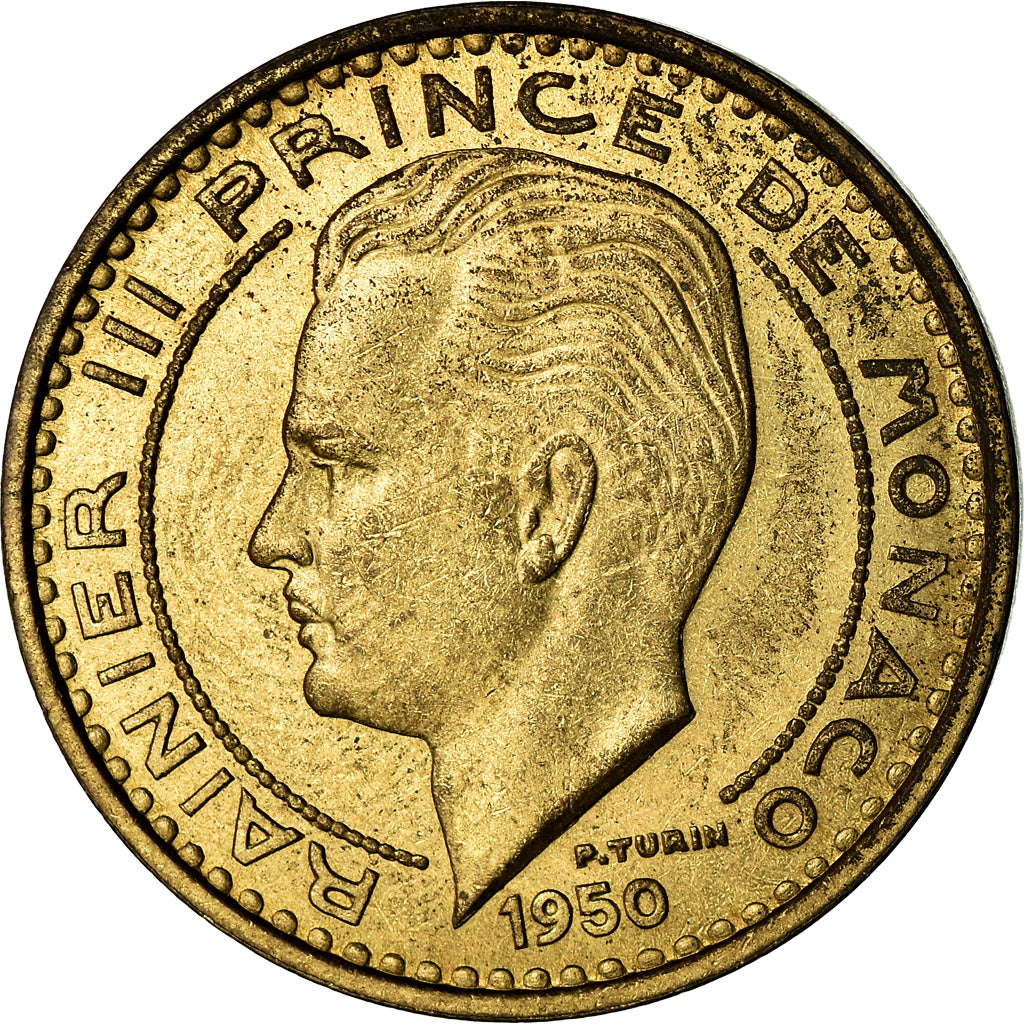 Coin, Monaco, Rainier III, 50 Francs, Cinquante, 1950, AU(55-58)