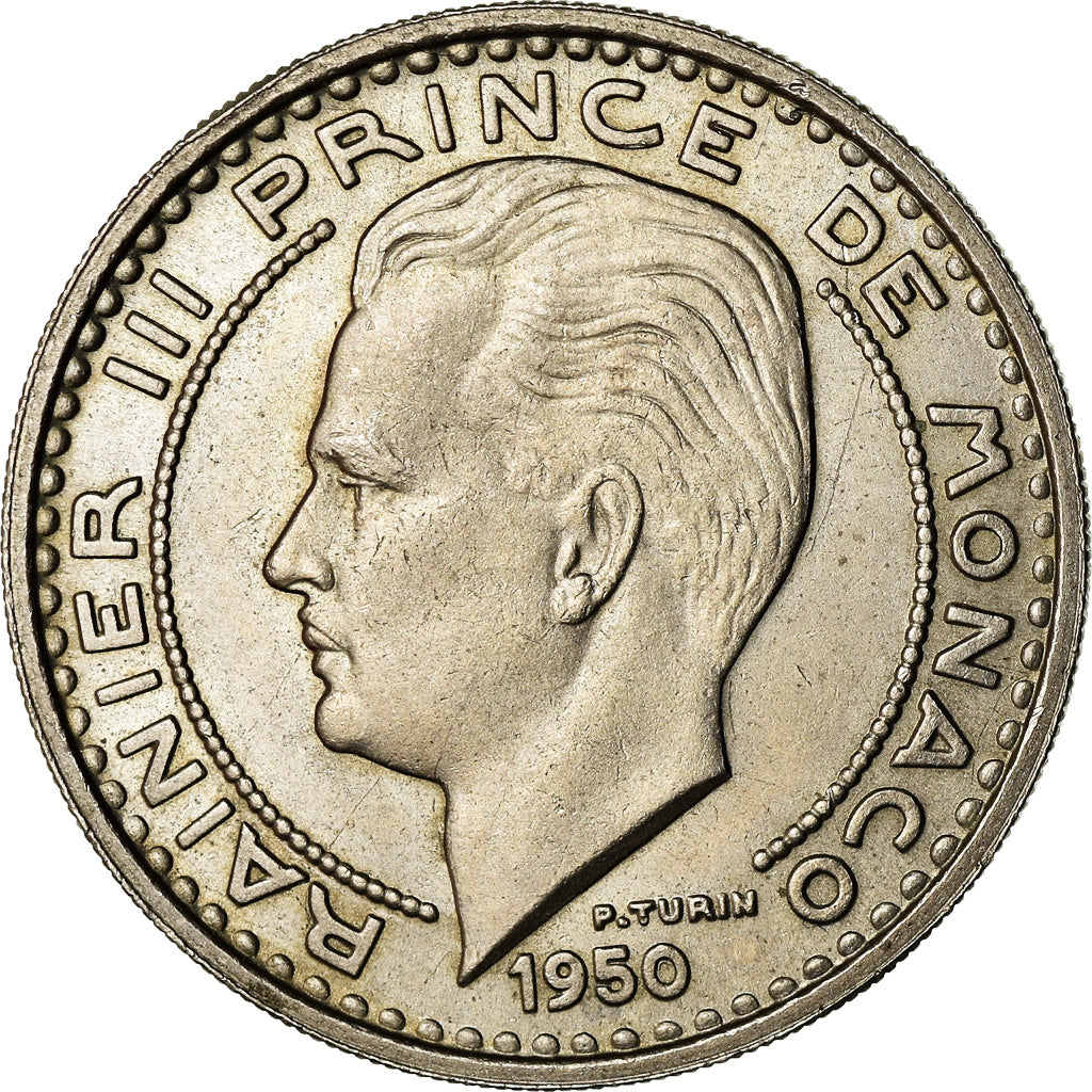 Coin, Monaco, Rainier III, 100 Francs, Cent, 1950, AU(55-58), Copper-nickel