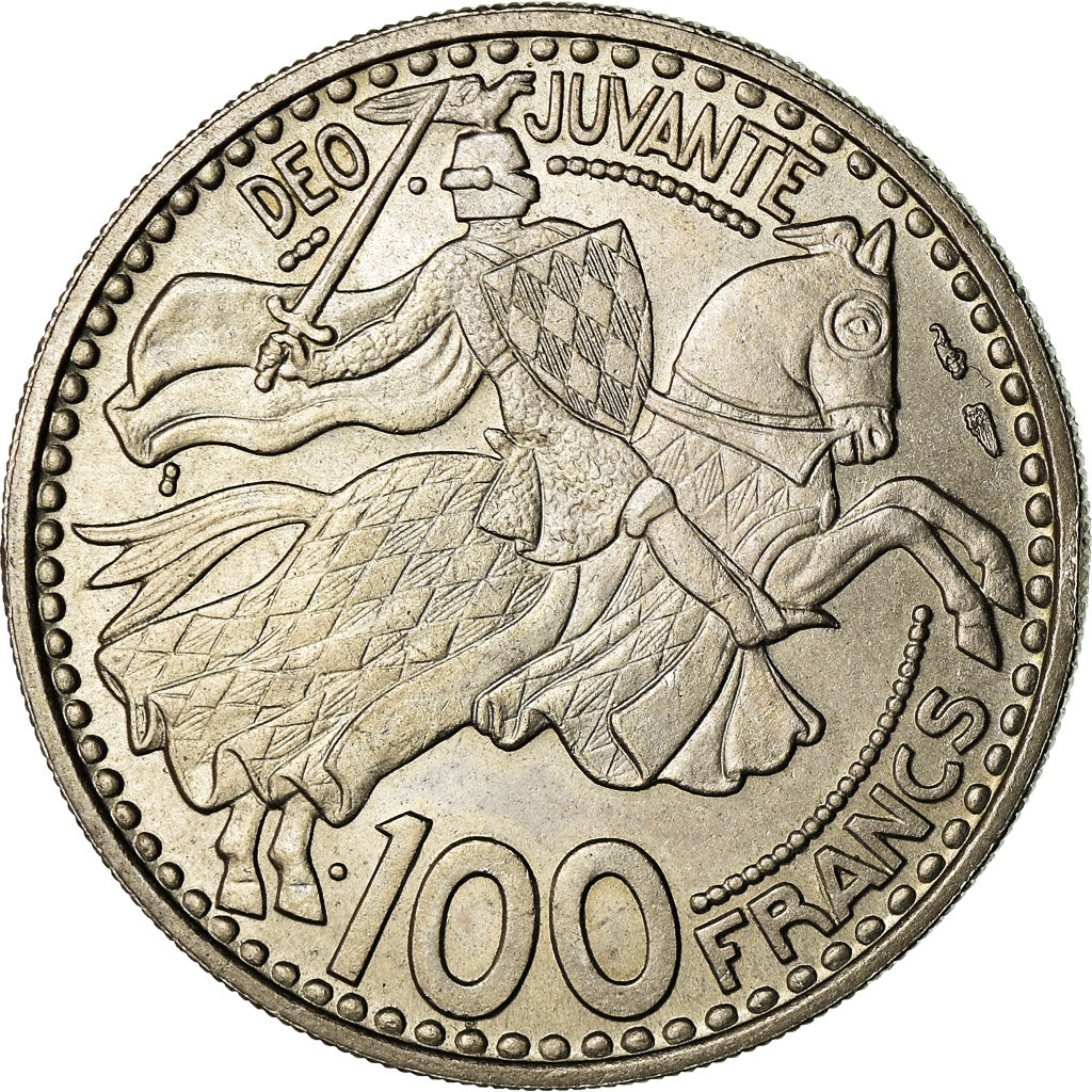 Coin, Monaco, Rainier III, 100 Francs, Cent, 1950, AU(55-58), Copper-nickel