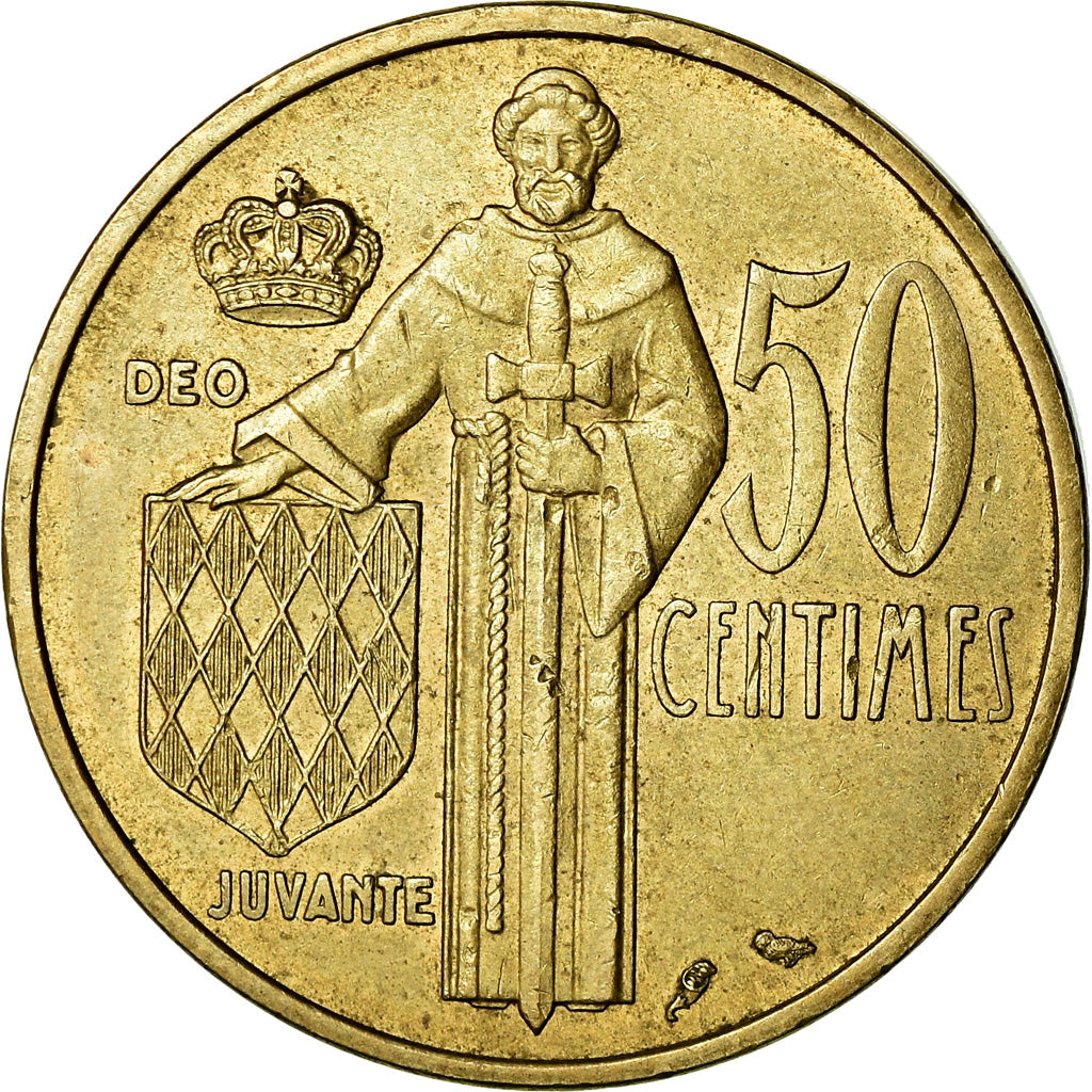 Coin, Monaco, Rainier III, 50 Centimes, 1962, AU(50-53), Aluminum-Bronze