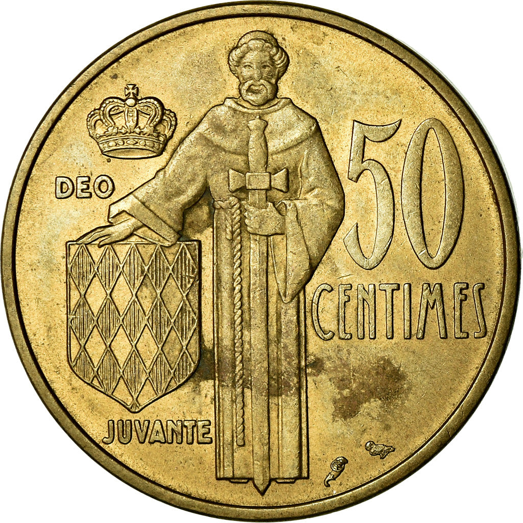 Coin, Monaco, Rainier III, 50 Centimes, 1962, EF(40-45), Aluminum-Bronze