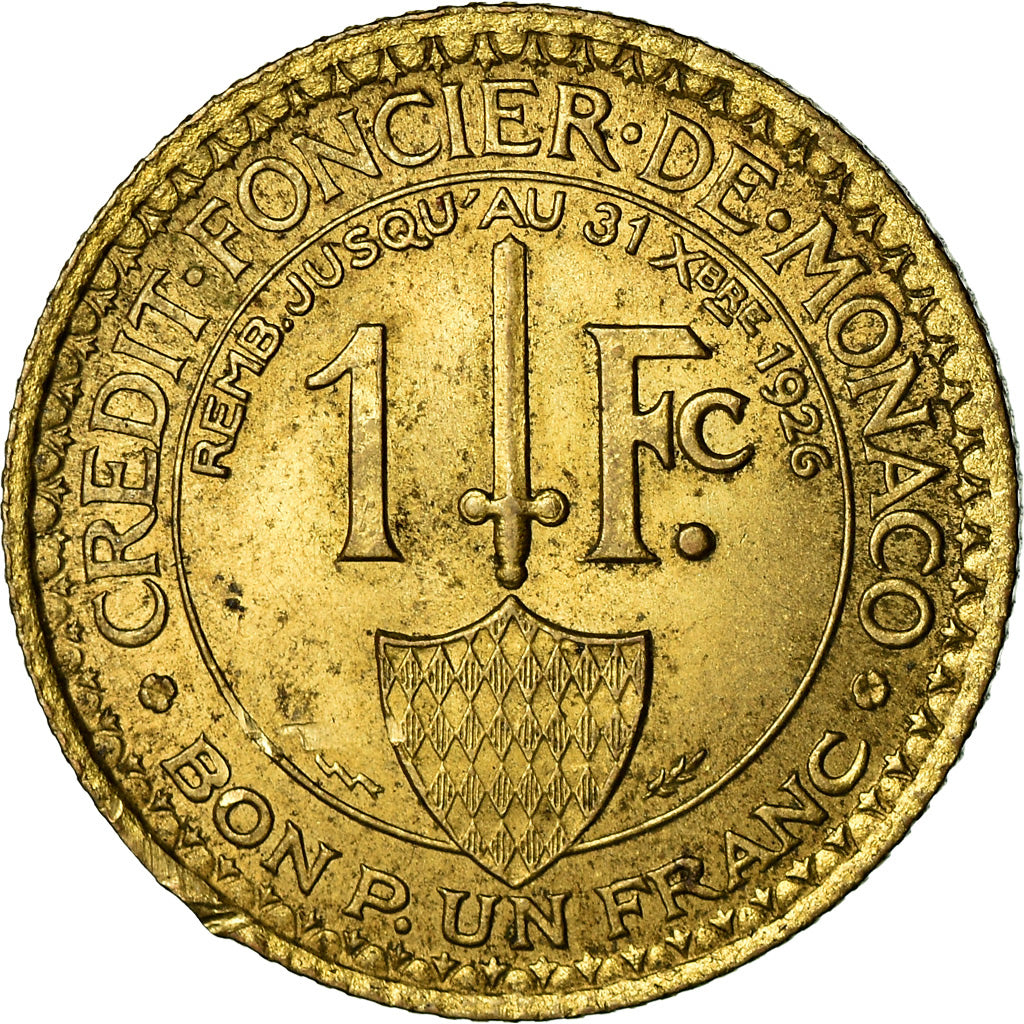 Münze, Monaco, Louis II, Franc, 1924, Poissy, S+, Aluminum-Bronze, KM:111