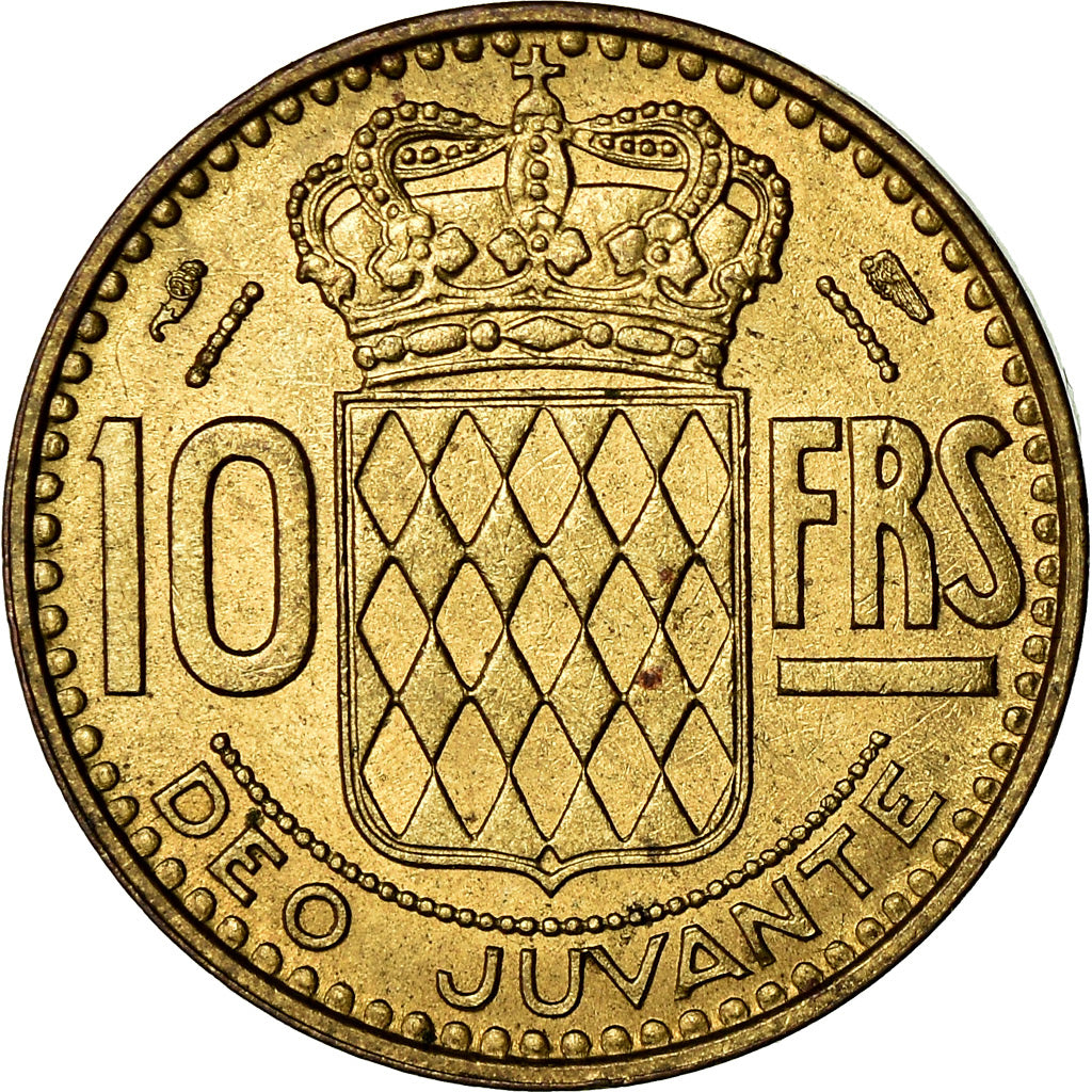 Coin, Monaco, Rainier III, 10 Francs, 1950, AU(55-58), Aluminum-Bronze, KM:130