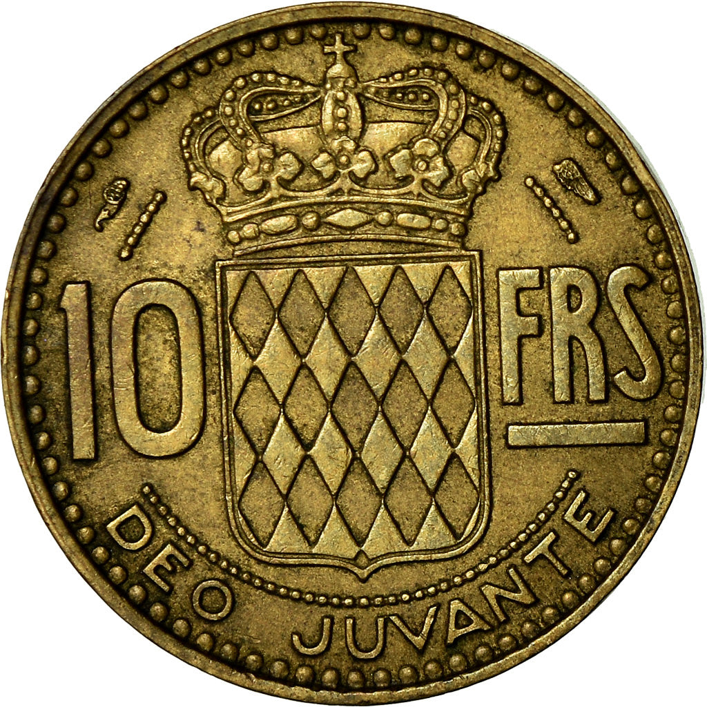 Moeda, Mónaco, Rainier III, 10 Francs, 1951, AU(50-53), Alumínio-Bronze