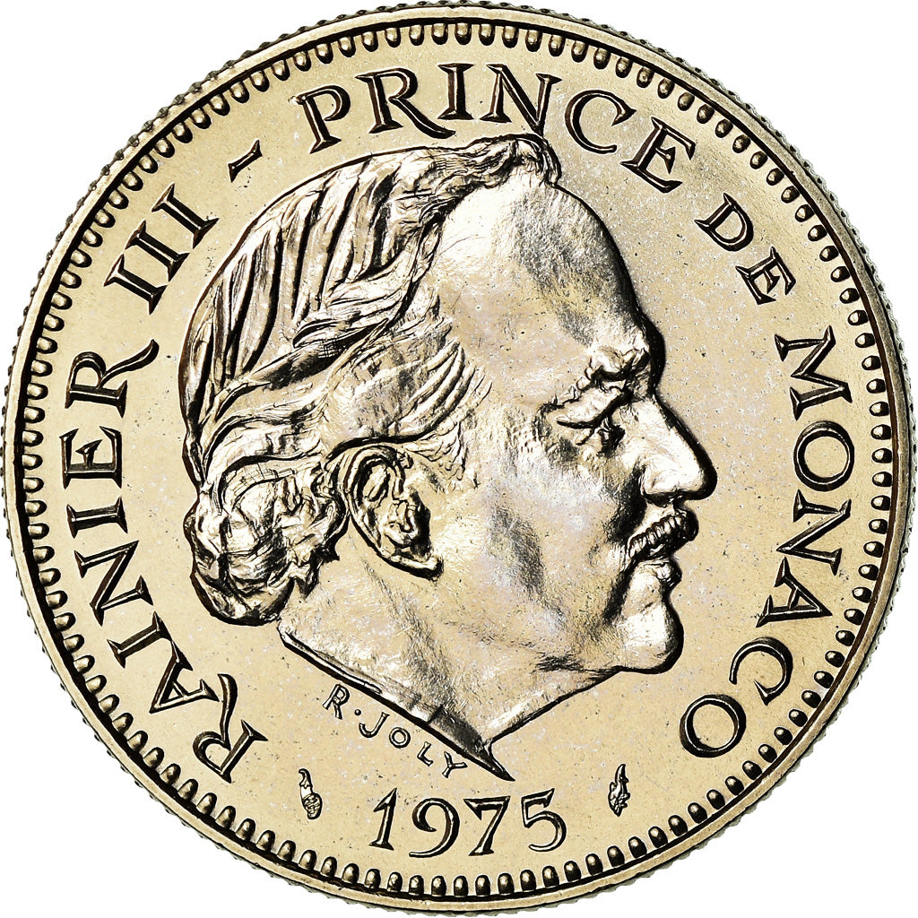 Coin, Monaco, Rainier III, 5 Francs, 1975, FDC, MS(65-70), Copper-nickel