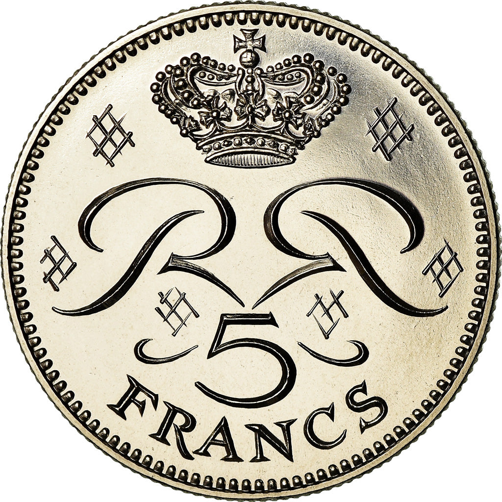 Coin, Monaco, Rainier III, 5 Francs, 1975, FDC, MS(65-70), Copper-nickel