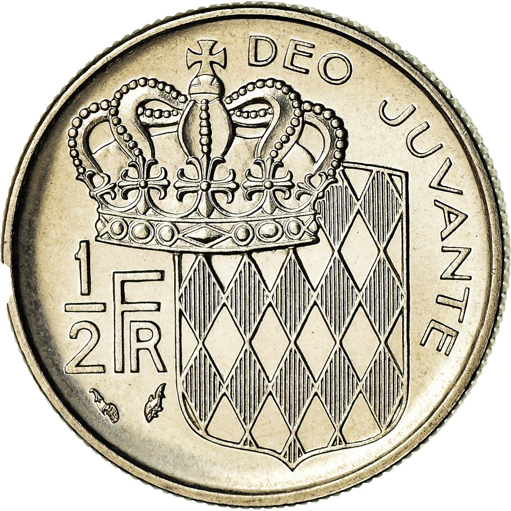 Coin, Monaco, Rainier III, 1/2 Franc, 1975, FDC, MS(65-70), Nickel, KM:145