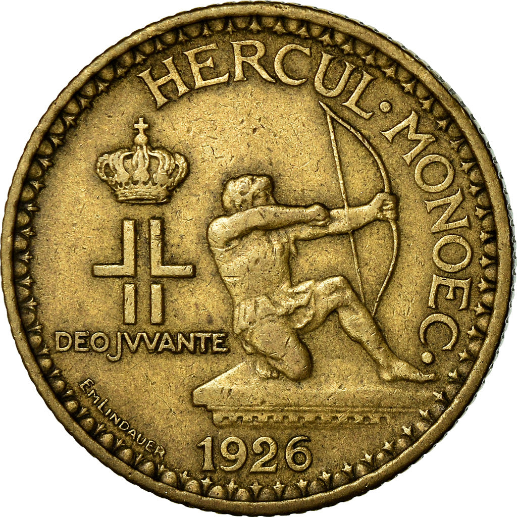 Coin, Monaco, Louis II, 2 Francs, 1926, Poissy, AU(50-53), Aluminum-Bronze
