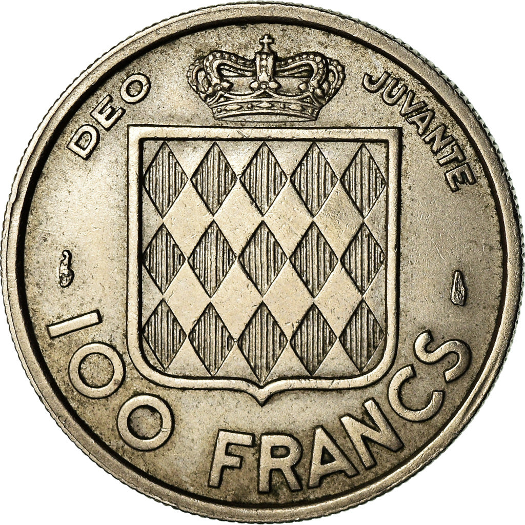 Moeda, Mónaco, Rainier III, 100 Francs, Cent, 1956, AU(55-58), Cobre-níquel
