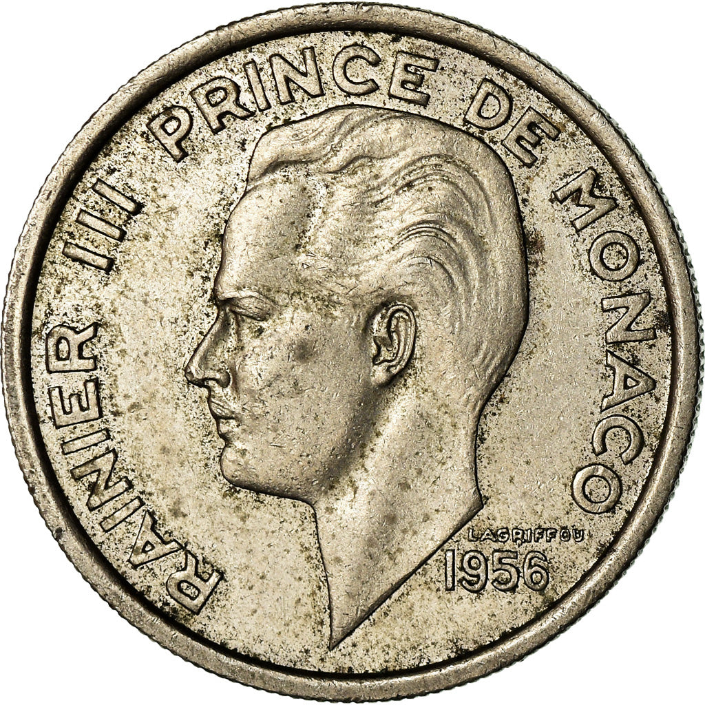 Coin, Monaco, Rainier III, 100 Francs, Cent, 1956, VF(30-35), Copper-nickel