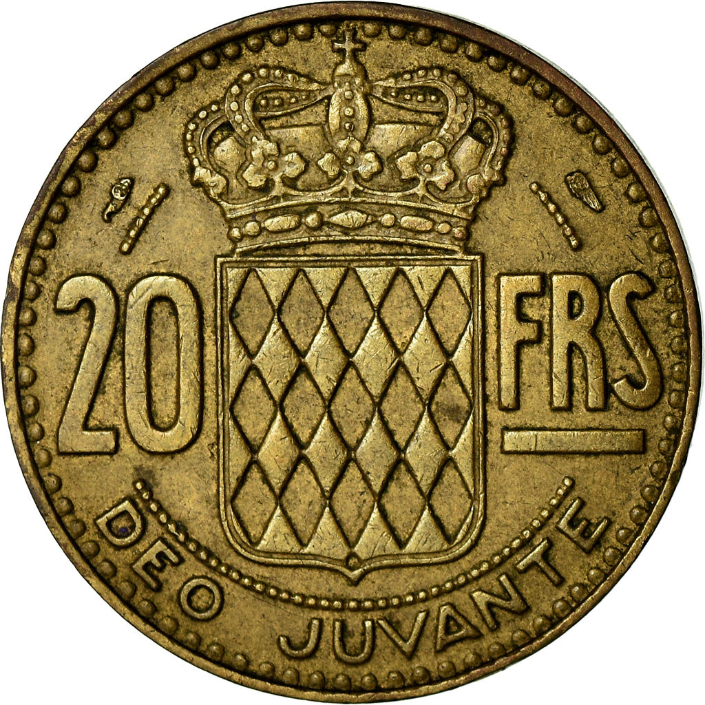 Monnaie, Monaco, Rainier III, 20 Francs, Vingt, 1951, TB, Aluminum-Bronze