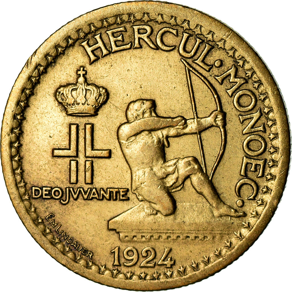 Coin, Monaco, Louis II, 50 Centimes, 1924, Poissy, EF(40-45), Aluminum-Bronze