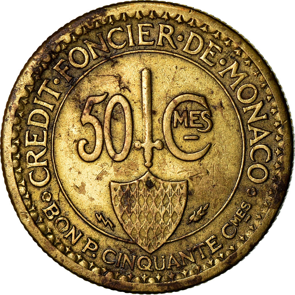 Monnaie, Monaco, Louis II, 50 Centimes, 1926, Poissy, TB+, Aluminum-Bronze
