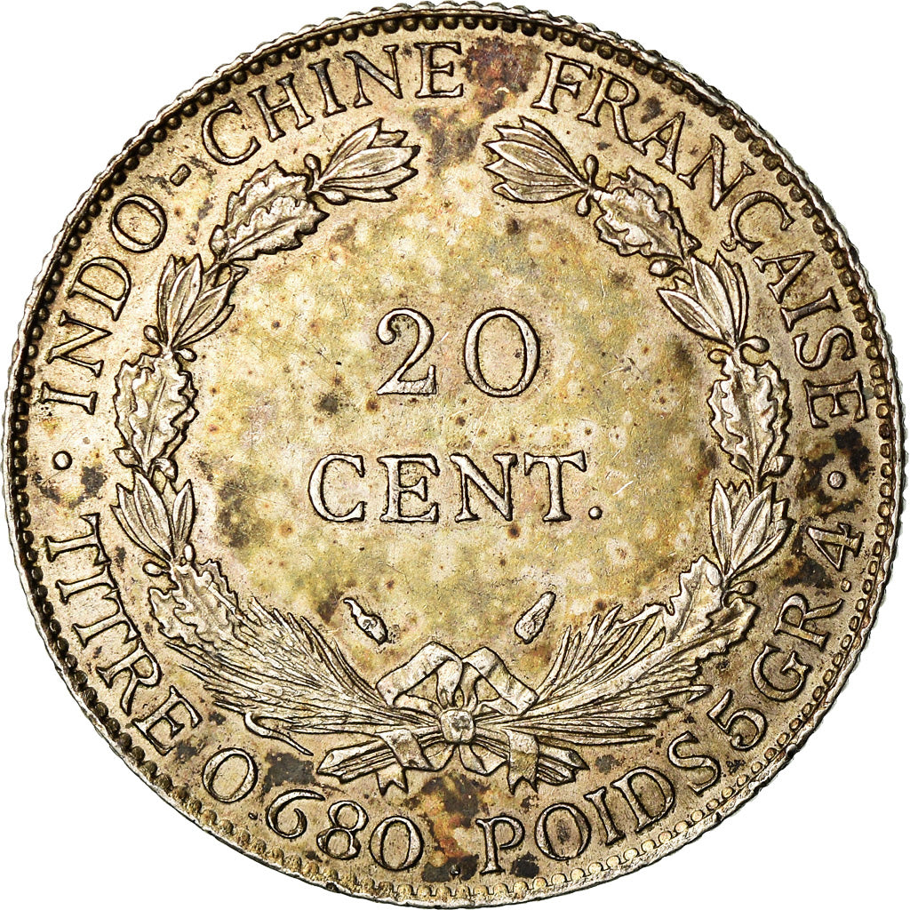 Moneta, INDOCINA FRANCESE, 20 Cents, 1937, Paris, BB, Argento, KM:17.2