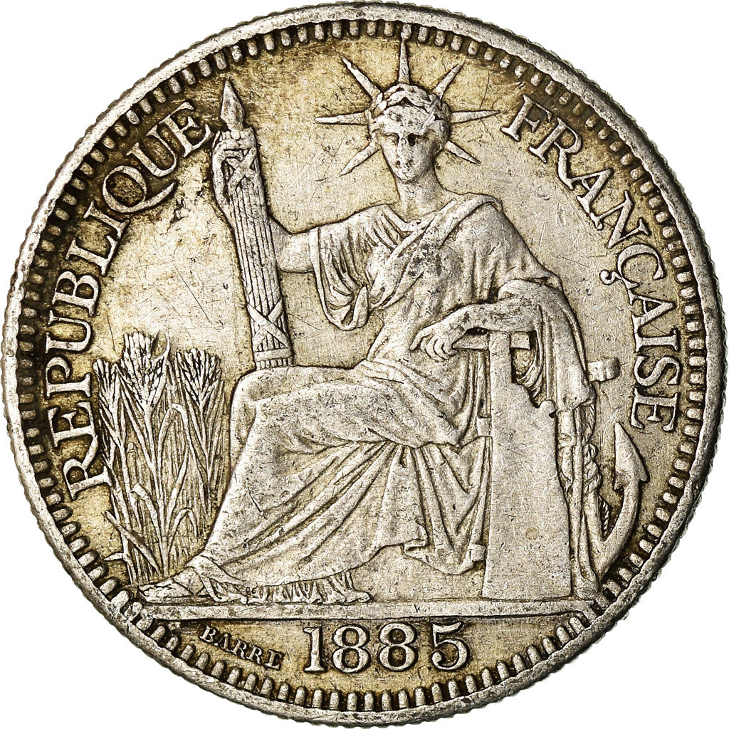 Coin, FRENCH INDO-CHINA, 10 Cents, 1885, Paris, EF(40-45), Silver, KM:2