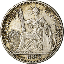 Coin, FRENCH INDO-CHINA, 10 Cents, 1885, Paris, EF(40-45), Silver, KM:2