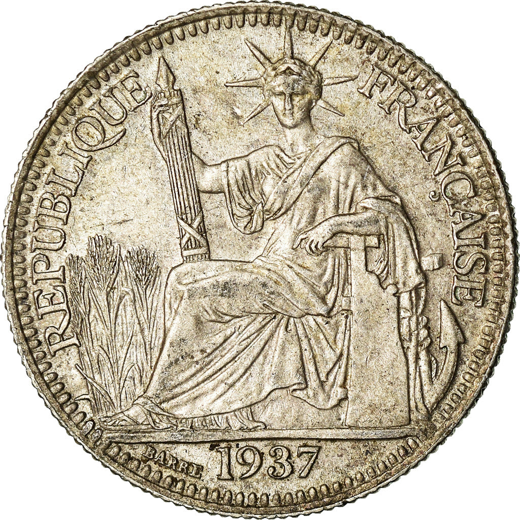 Moneta, INDOCINA FRANCESE, 10 Cents, 1937, Paris, BB+, Argento, KM:16.2