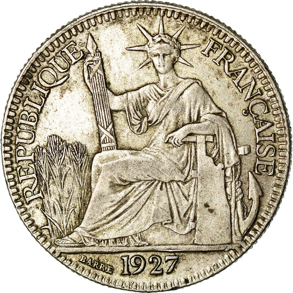 Coin, FRENCH INDO-CHINA, 10 Cents, 1927, Paris, EF(40-45), Silver, KM:16.1