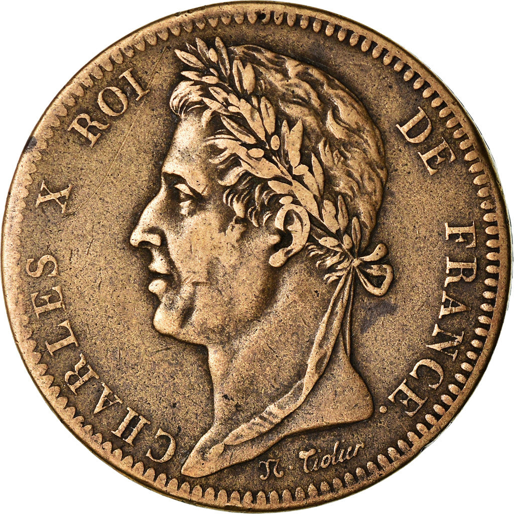 Monnaie, Colonies françaises, Charles X, 10 Centimes, 1825, Paris, TTB, Bronze