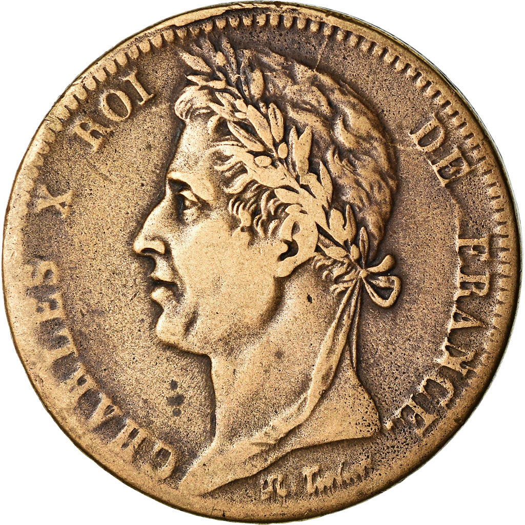 Coin, FRENCH COLONIES, Charles X, 10 Centimes, 1827, La Rochelle, EF(40-45)