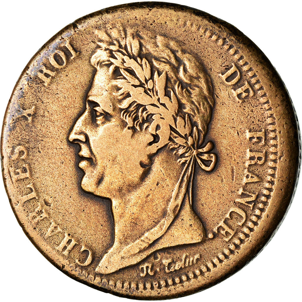 Moneta, Colonie francesi, Charles X, 10 Centimes, 1828, Paris, BB, Bronzo