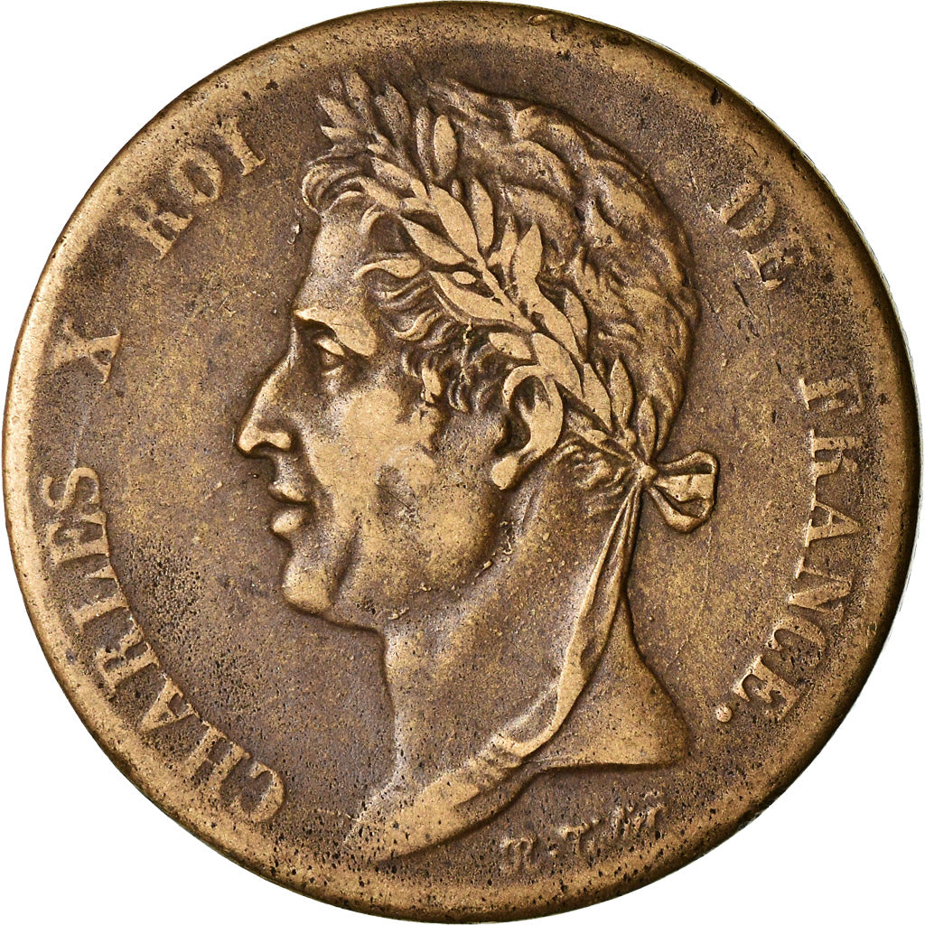 Coin, FRENCH COLONIES, Charles X, 5 Centimes, 1827, La Rochelle, EF(40-45)