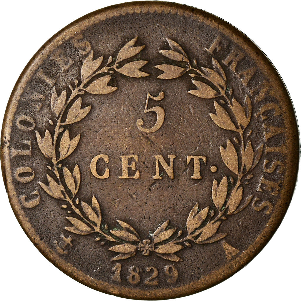 Moneta, Colonie francesi, Charles X, 5 Centimes, 1829, Paris, BB, Bronzo