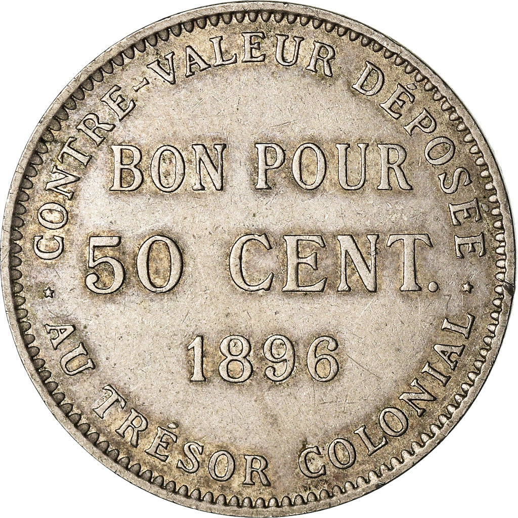 Coin, Réunion, 50 Centimes, 1896, EF(40-45), Copper-nickel, KM:4