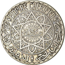 Coin, Morocco, Mohammed V, 10 Francs, AH 1352/1933, Paris, EF(40-45), Silver