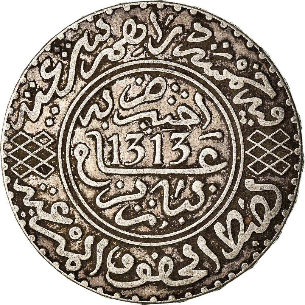 Coin, Morocco, Moulay al-Hasan I, 5 Dirhams, 1895/AH1313, Paris, EF(40-45)