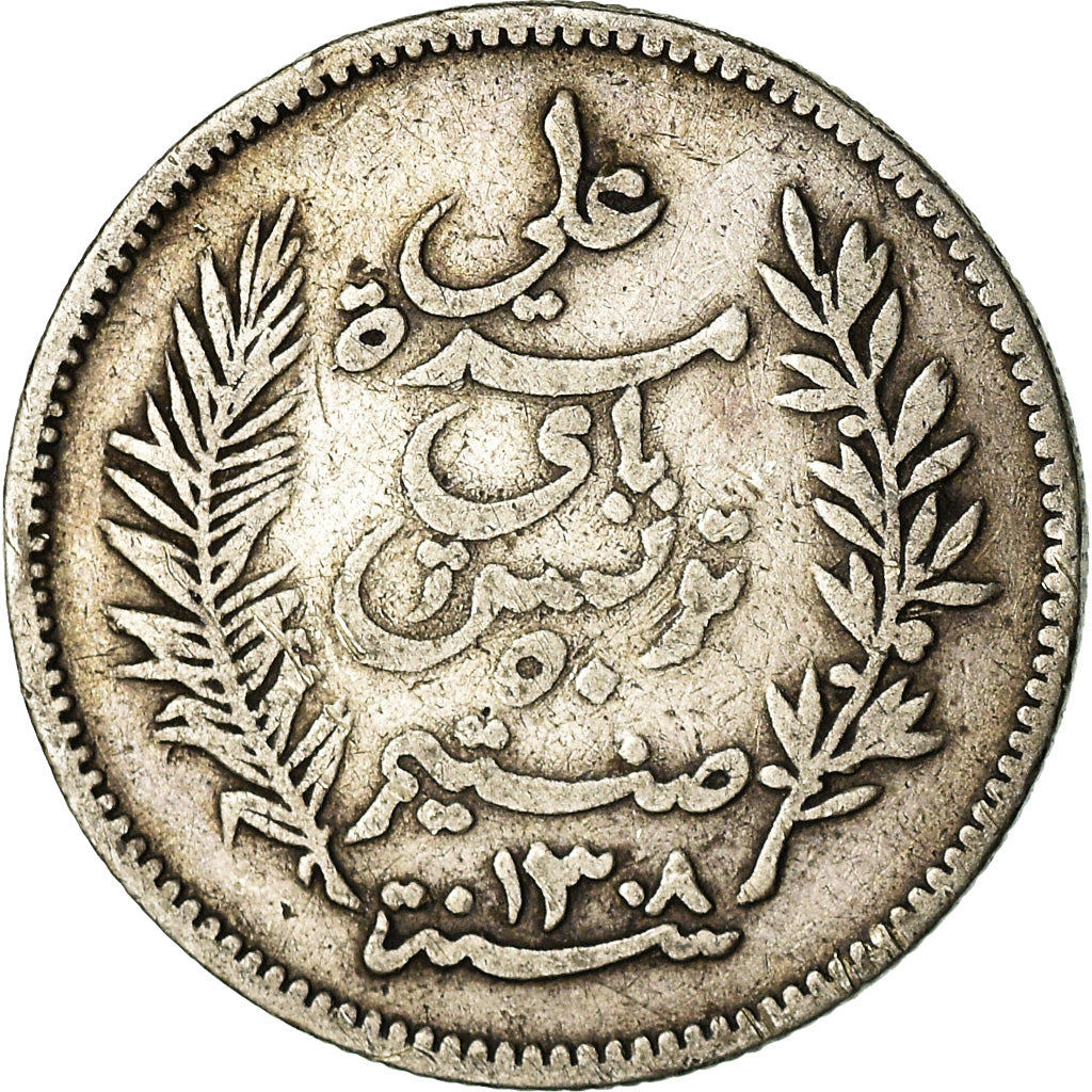 Coin, Tunisia, Ali Bey, 50 Centimes, 1891, Paris, EF(40-45), Silver, KM:223