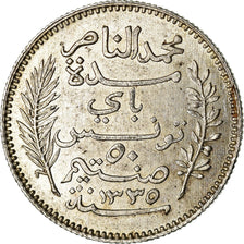 Coin, Tunisia, Muhammad al-Nasir Bey, 50 Centimes, 1916, Paris, AU(55-58)