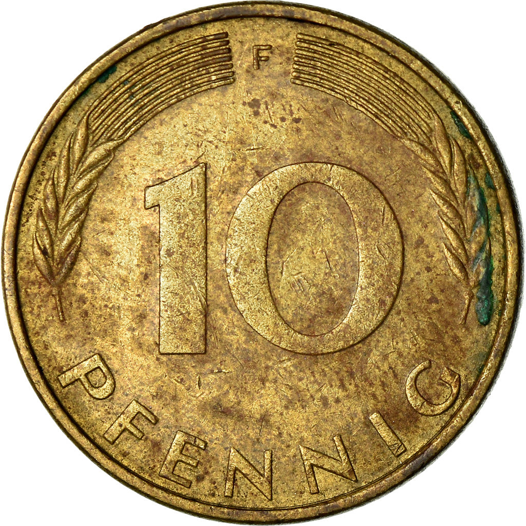 Moneta, Niemcy - RFN, 10 Pfennig, 1973, Stuttgart, VF(30-35), Mosiądz powlekany