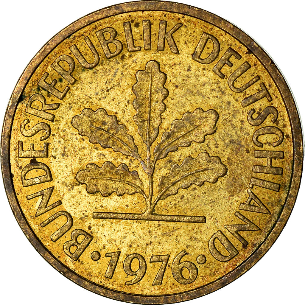 Monnaie, République fédérale allemande, 5 Pfennig, 1976, Hambourg, TB, Brass