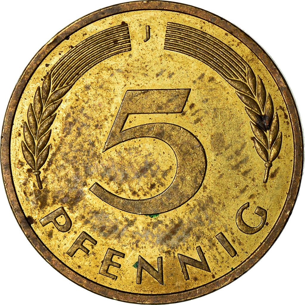 Monnaie, République fédérale allemande, 5 Pfennig, 1976, Hambourg, TB, Brass