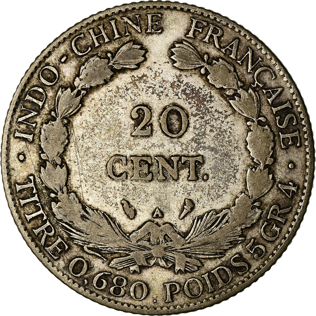Coin, FRENCH INDO-CHINA, 20 Cents, 1923, Paris, VF(20-25), Silver, KM:17.1