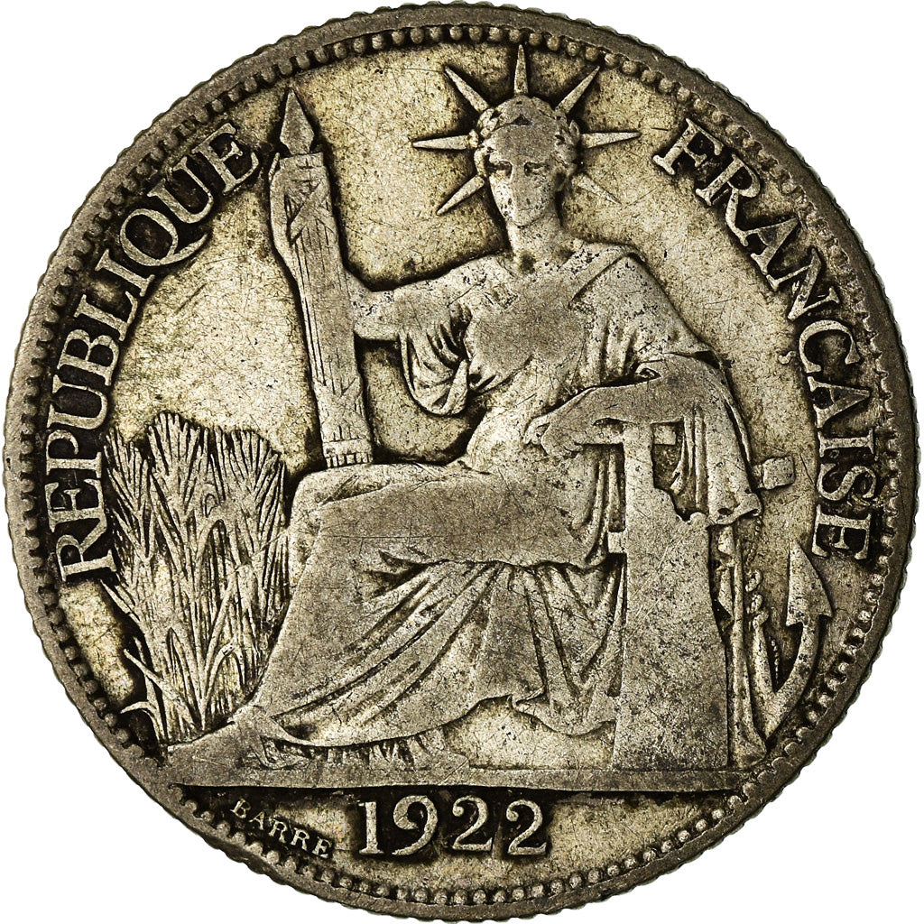 Coin, FRENCH INDO-CHINA, 20 Cents, 1922, Paris, VF(20-25), Silver, KM:17.1