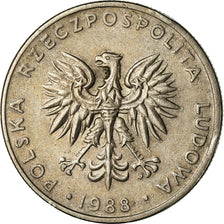 Moneta, Polska, 20 Zlotych, 1988, Warsaw, VF(30-35), Miedź-Nikiel, KM:153.1