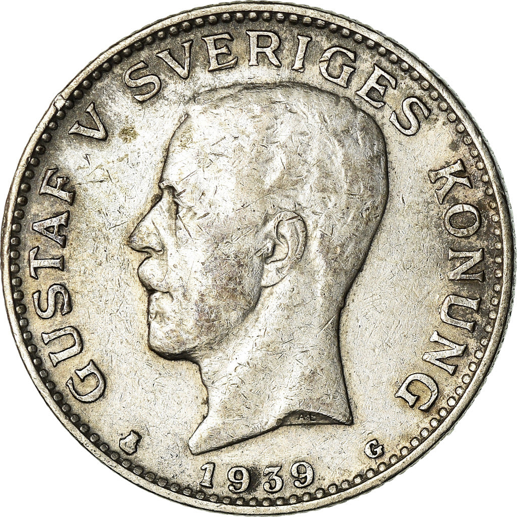 Coin, Sweden, Gustaf V, Krona, 1939, EF(40-45), Silver, KM:786.2