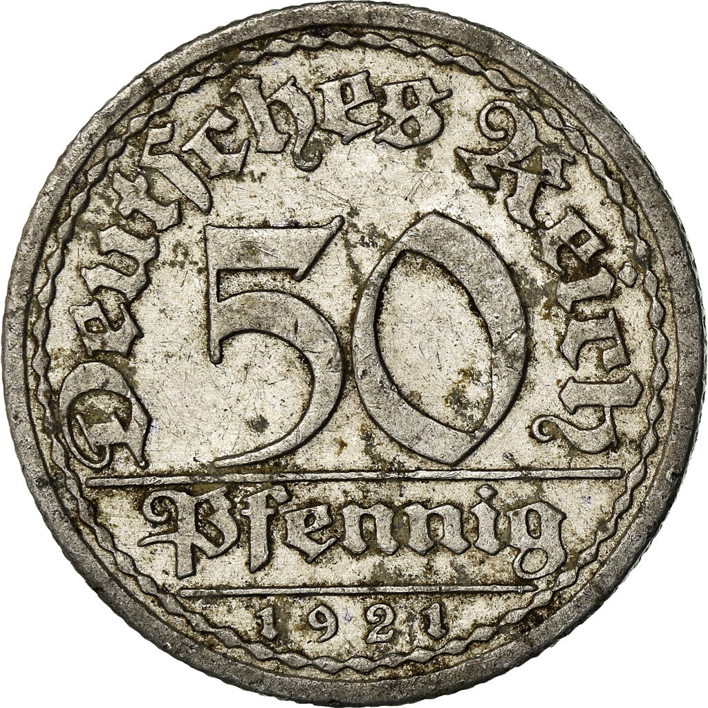 Munten, Duitsland, Weimarrepubliek, 50 Pfennig, 1921, Berlin, FR, Aluminium