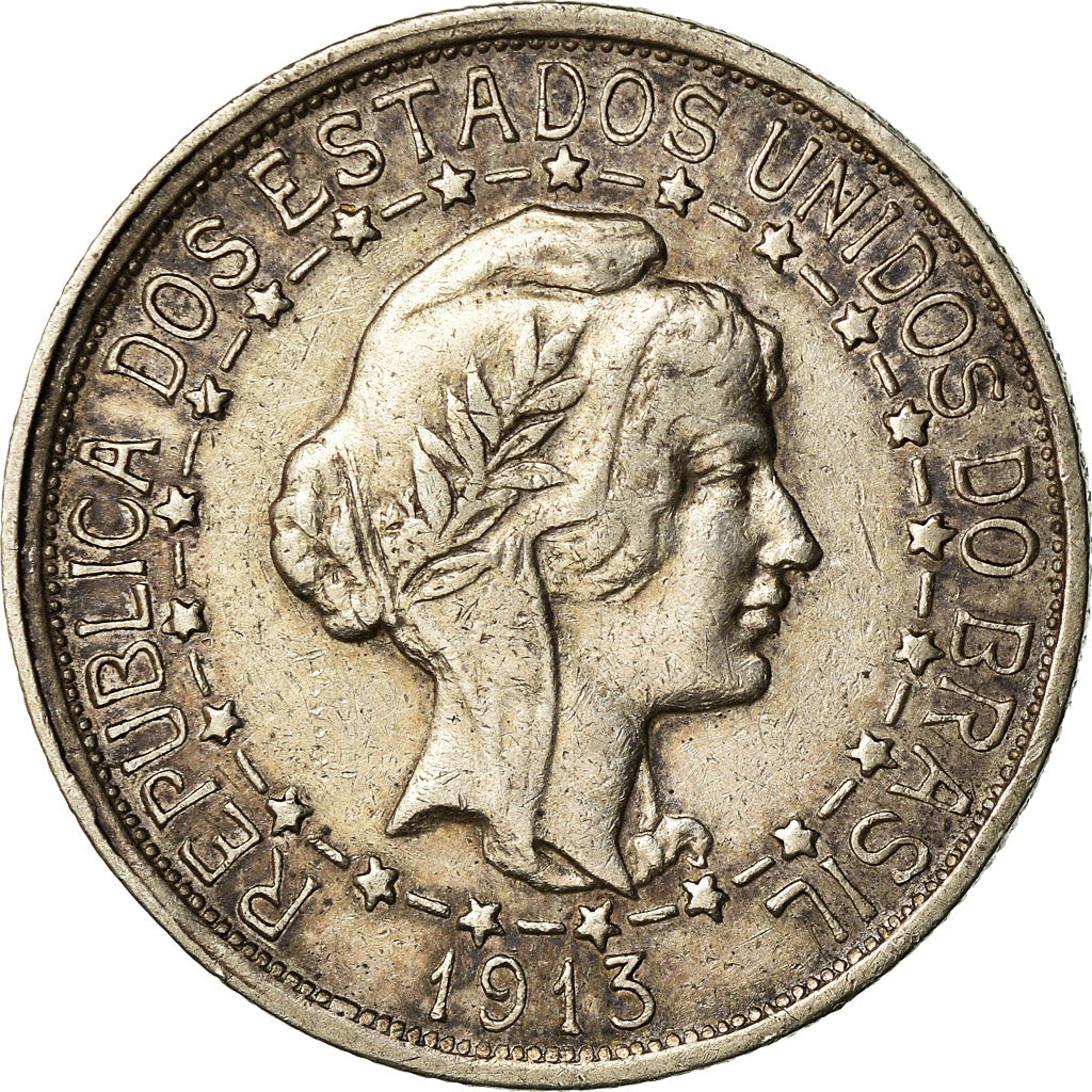 Coin, Brazil, 1000 Reis, 1913, EF(40-45), Silver, KM:513