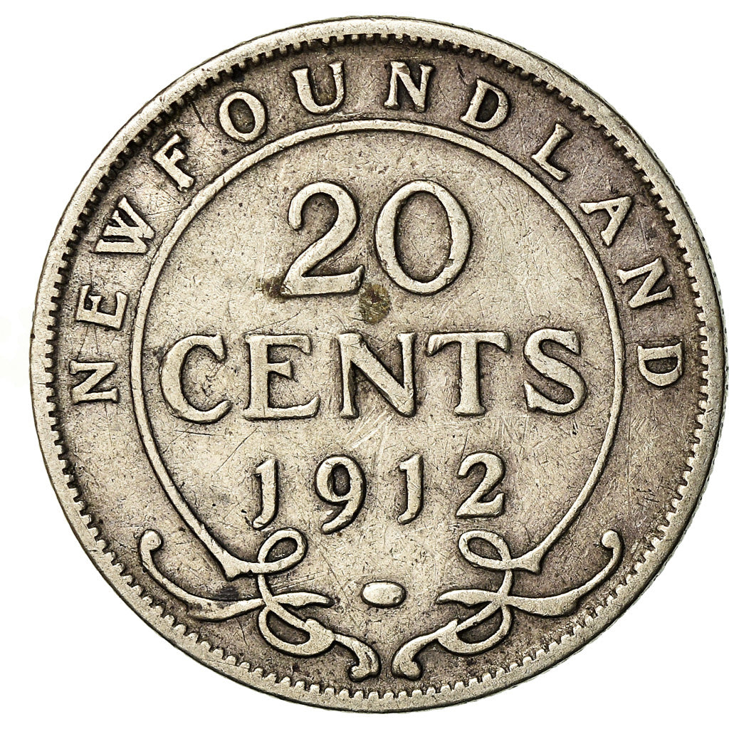Monnaie, NEWFOUNDLAND, 20 Cents, 1912, Royal Canadian Mint, Ottawa, TB, Argent
