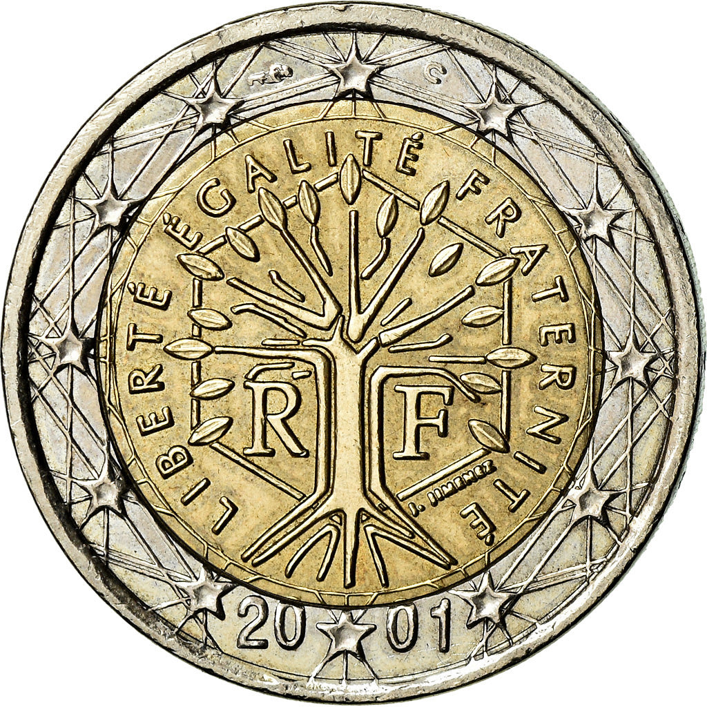 France, 2 Euro, 2001, AU(50-53), Bi-Metallic, Gadoury:8 ., KM:1289