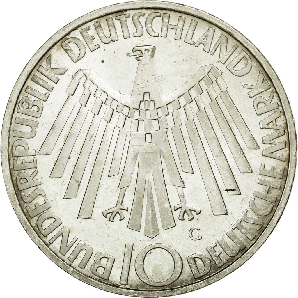 Coin, GERMANY - FEDERAL REPUBLIC, 10 Mark, 1972, Karlsruhe, MS(60-62), Silver