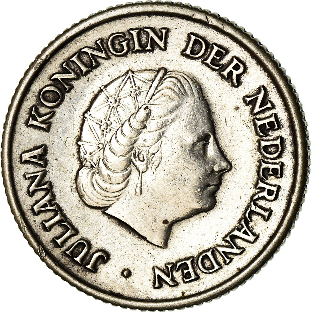 Coin, Netherlands Antilles, Juliana, 1/4 Gulden, 1957, AU(50-53), Silver, KM:4